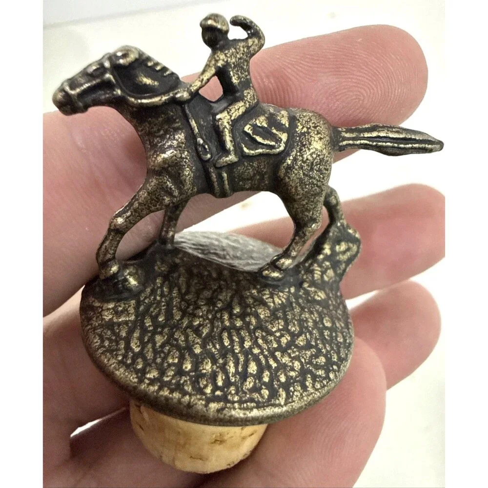 Blanton’s Bourbon Whiskey Cork Bottle Stopper w/Race Horse & Jockey Letter “S”